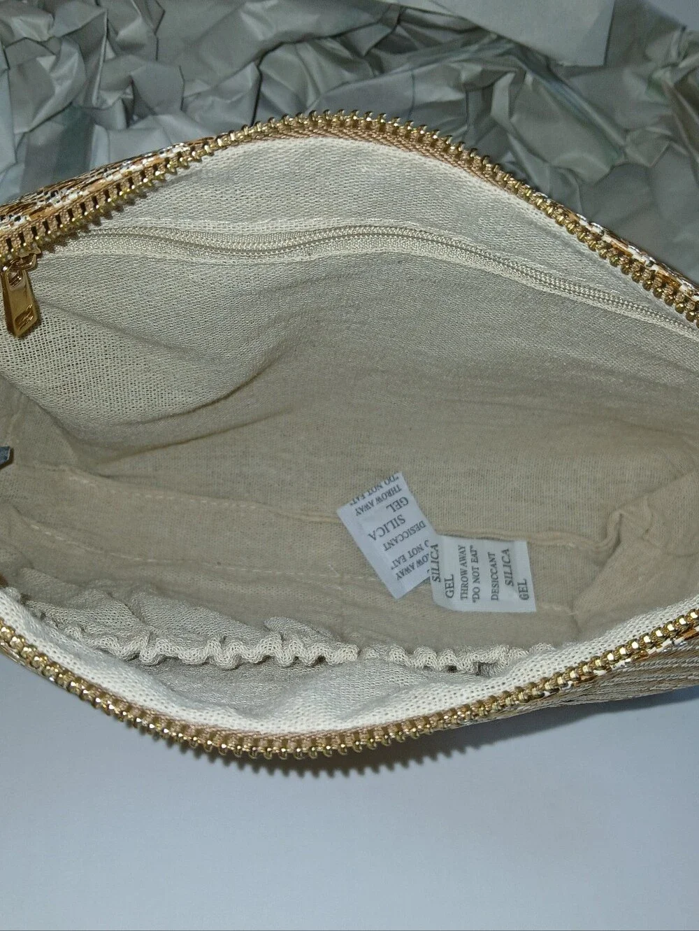 Vince Camuto Woven Canvas Metallic Cosmetic Bag with Starfish Tassel Charm, Med